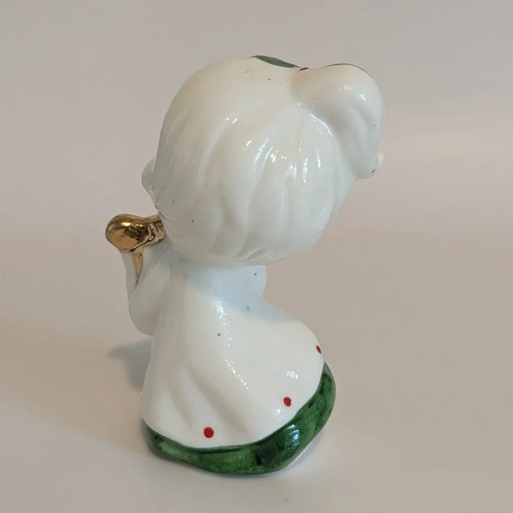 Vintage Christmas Girl With Present Miniature 2